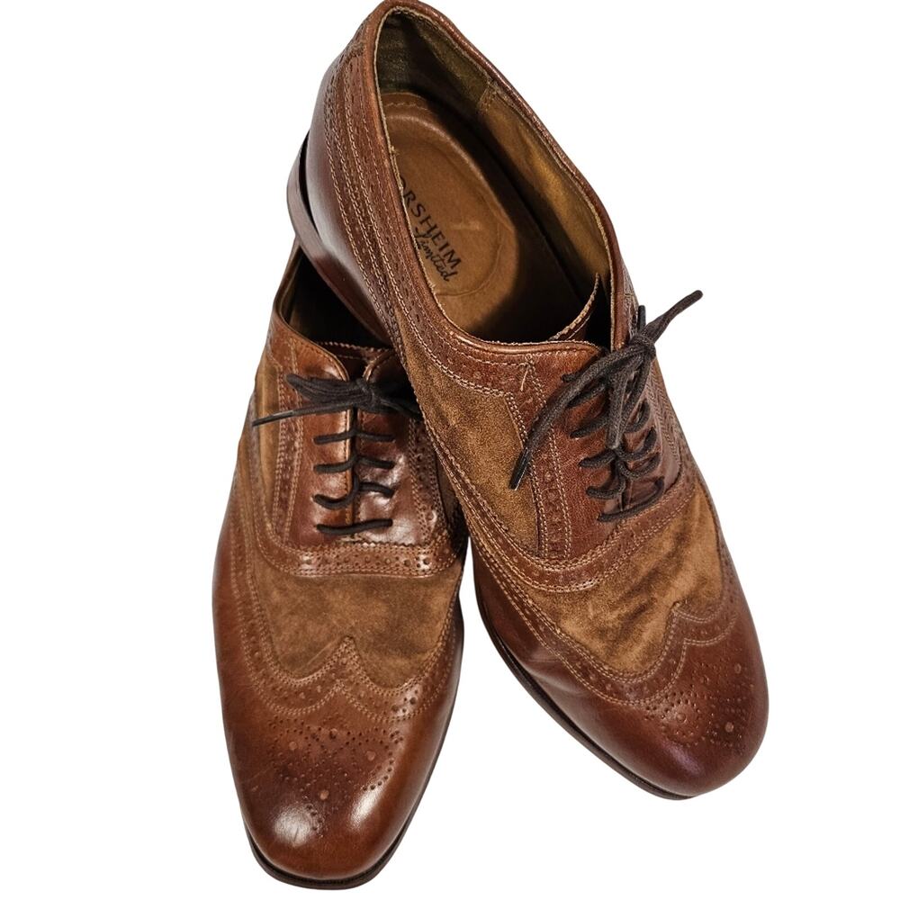 Florsheim Marlton Men's Cognac Leather Wingtip Oxford Shoes 12064-221 Size 12 D